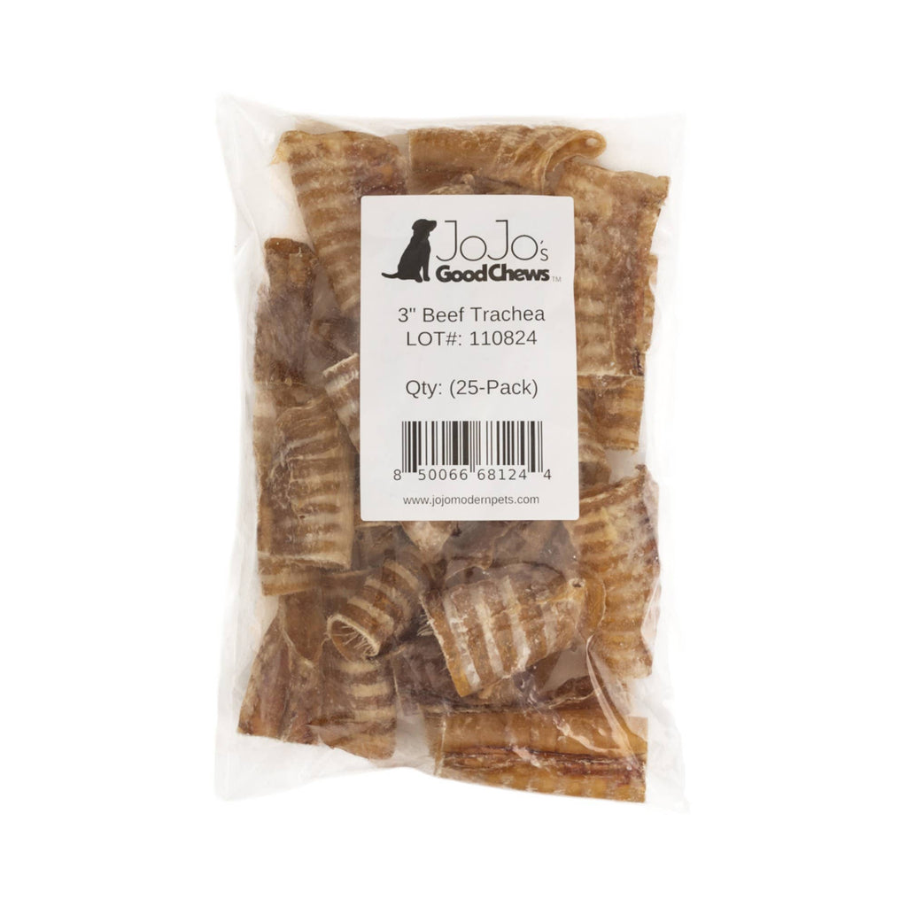 3" Beef Trachea Dog Treat - All-Natural Dog Chews (25/Bag)